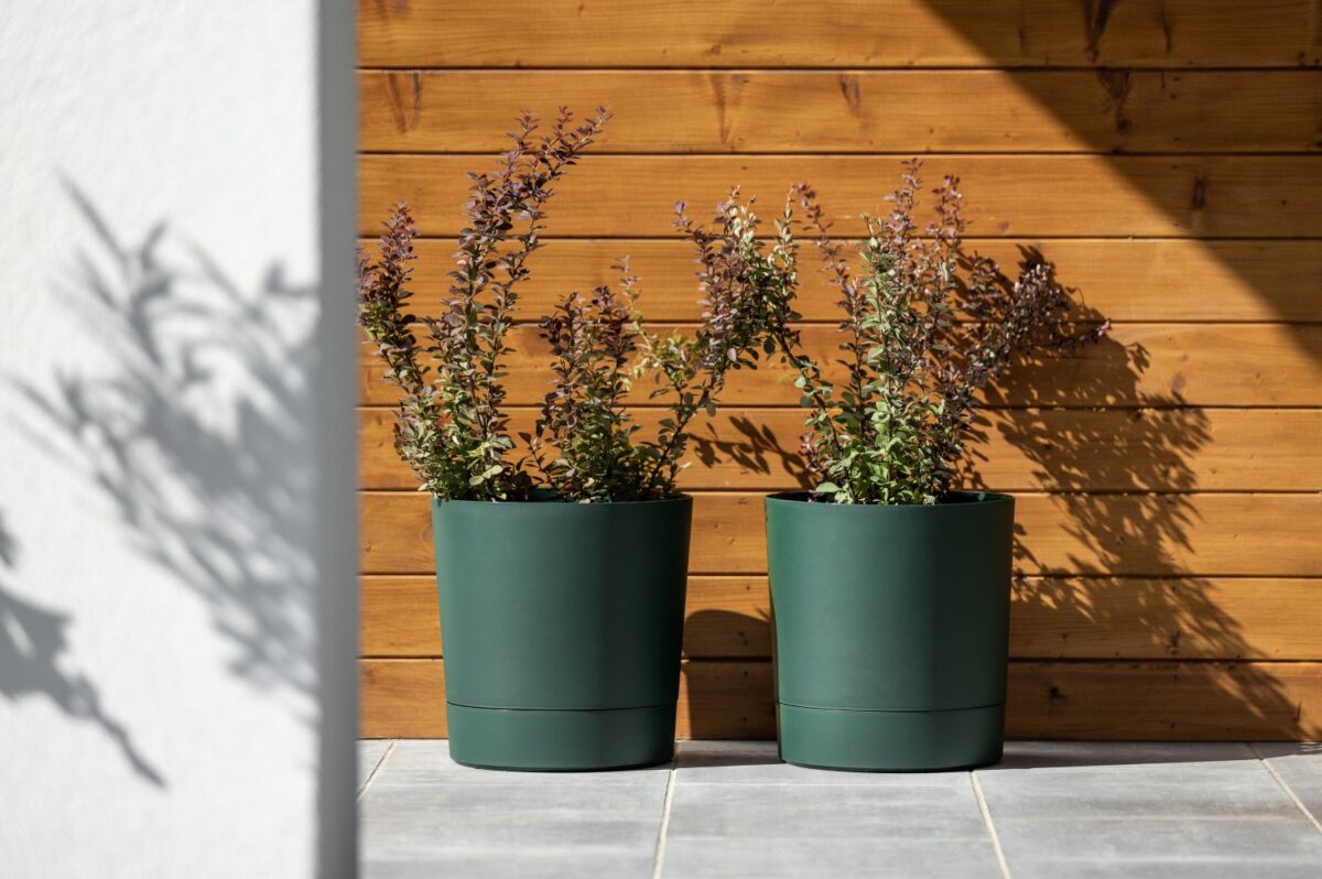 Donica AURA z podstawką 28 cm recycled kremowa